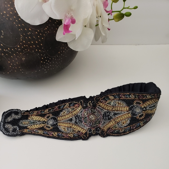 Embellished Vtg 80s 90s Beaded Stretchy Shiny Bling Belt